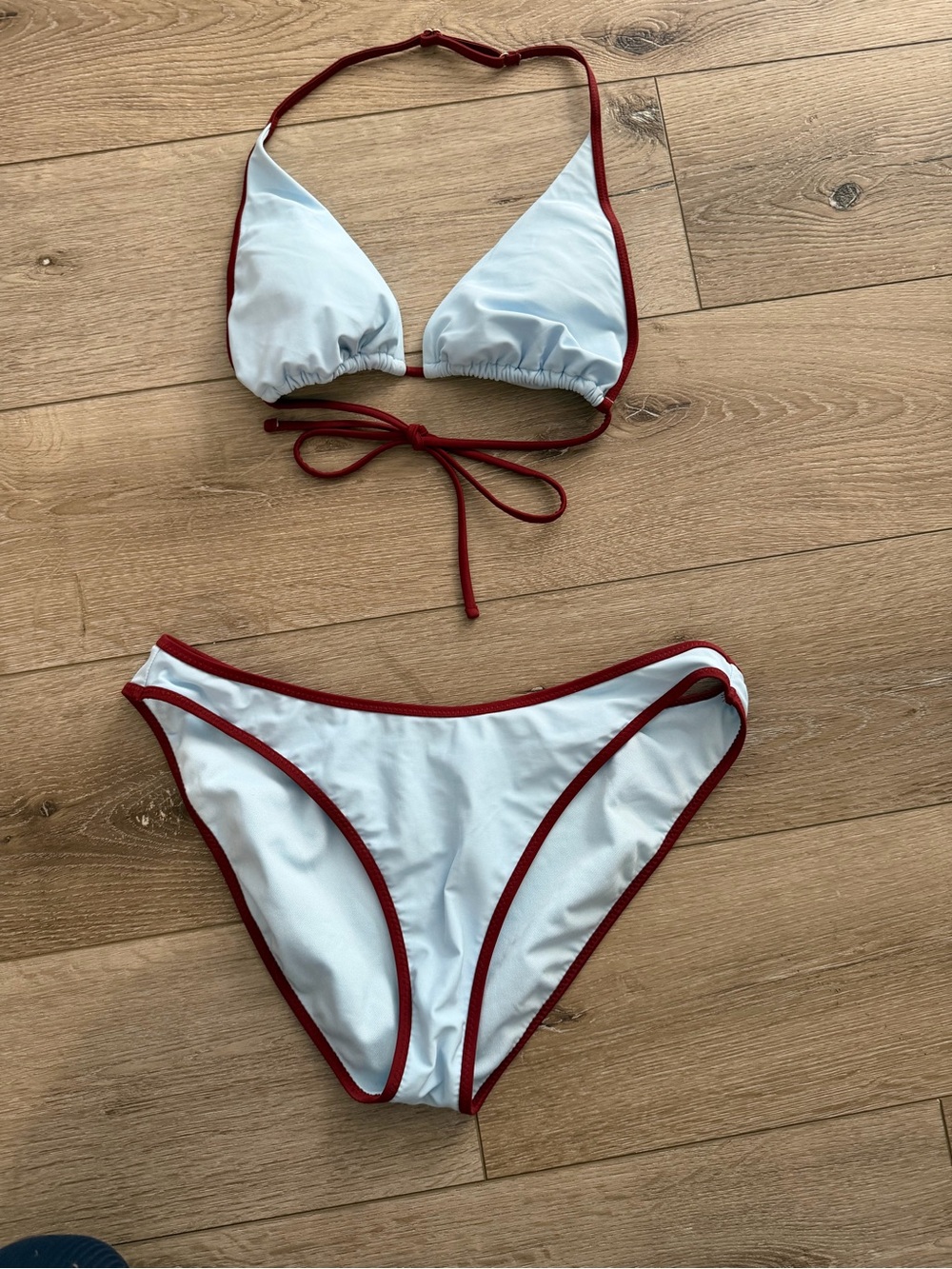 Target light blue Bikini with brown Trim